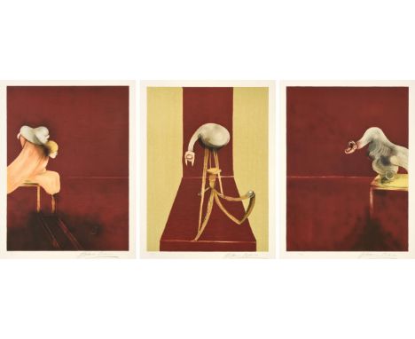 Francis Bacon (1909-1992) ''Second Version, Triptych'' Each signed and inscribed E.A, lithographs printed in colours, 1989, e