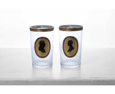 A pair of Zwischengoldglas glass beakers, late 18th century, Bohemian, attributed to Johann Joseph Mildner (Austrian 1764-180