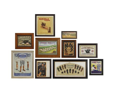 Ten various menswear advertising pictures, 20th century, to include 'Itshide Rubber Co. Ltd.', 'Brown &amp; Sons...Gaiters an