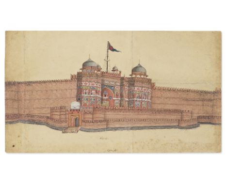 The gate of the Red Fort, Agra Company School, North India, early 19th Centurypencil and watercolour with bodycolour on paper