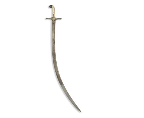 A walrus ivory-hilted watered-steel sword (shamshir), signed Asadullah Persia, 17th/ 18th Centurythe single-edged watered-ste