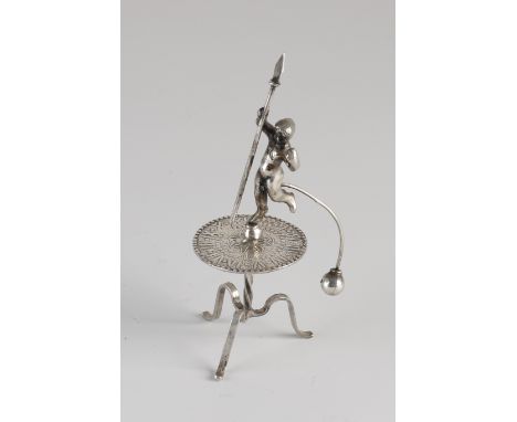 Antique 19th century 835/000 silver two-piece miniature sundial. Alkmaar, jl.:N:1923. Dimensions: 13 cm. Weight about 42 gram