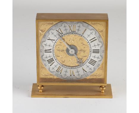 Heavy brass Hour Lavigne desk clock in Renaissance style. Second half of the 20th century. Dimensions: H 14 cm. In good condi