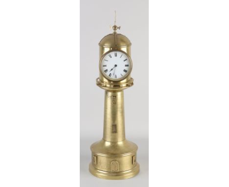 Antique French lighthouse mantel clock made of brass. Circa 1900. Eight-day escapement movement. Features not tested. Dimensi