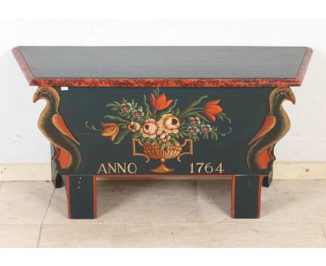 Dutch polychrome sofa with annotation 1764. Dimensions: 45 x 88 x 29 cm. In good condition.