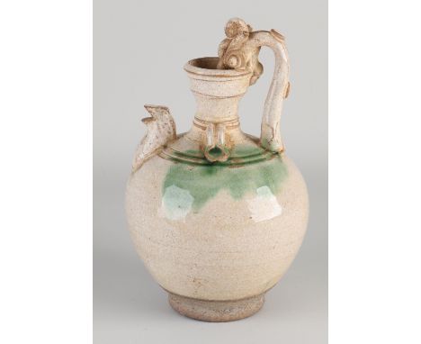Chinese porcelain pitcher with crackle glaze. Tang style. Dimensions: H 25 cm. In good condition.