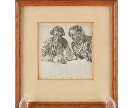 Hand signed lithograph Jan Toorop. 1858 - 1928. Apostles Thomas and Thaddeus. Lithograph on paper. Dimensions: H 9 x W 8.5 cm