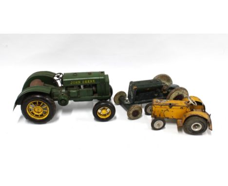John Deere tinplate tractor and two others (3) . 