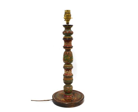 Indian knop stemmed table lamp base and shade 