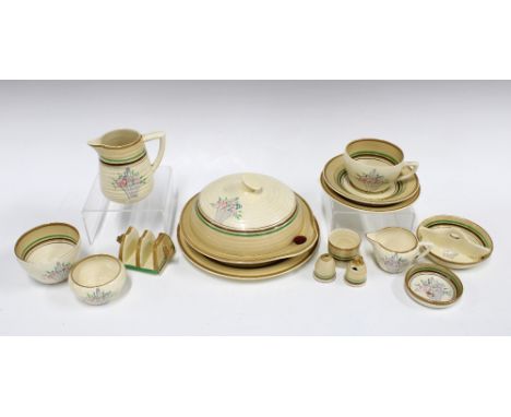 Clarice Cliff, Wilkinsons,  breakfast set with basket of flowers pattern (15) 