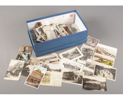 A box of vintage postcards. Senior &amp; Co, Frith's, Valentine's etc.  