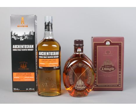 Two boxed and sealed bottles of Scotch Whisky; The Original Dimple 12 Years Old (70cl) and Auchentoshan Single Malt (70cl).  
