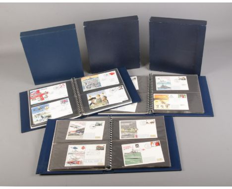 Three boxed albums containing mainly Royal Navy first day covers, with many signed and limited editions (approximately 127). 