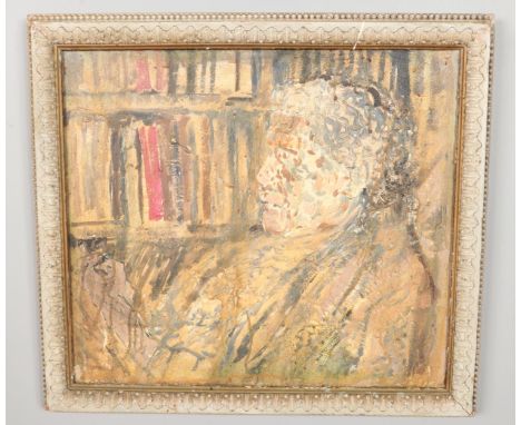 After Gertrude Mary Powys (1877-1952), a framed oil on board, portrait of John Cowper Powys. 40cm x 46cm.  