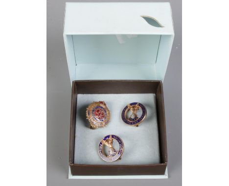 Three regimental badges, includes two Friends of The RAF association and one Army Service Corps.  