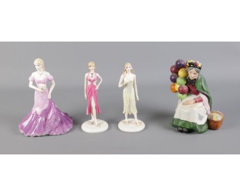 A three Coalport figures including 'Just For You', 'October Opal' and 'January Garnet'. All with original boxes. Also one oth