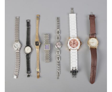 A quantity of assorted wristwatches including Accurist, Rotary and Yves Saint Laurent.  