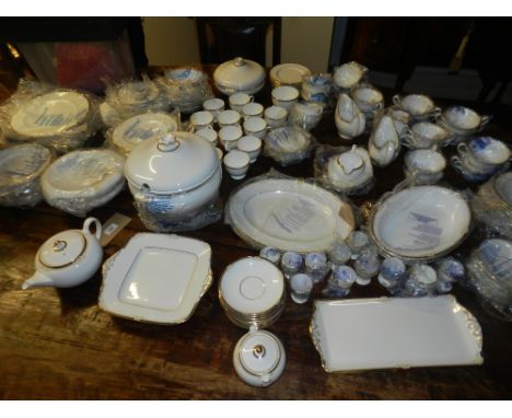 Wedgewood, England.  A porcelain tea set and dinner service, approximately 150 pieces.