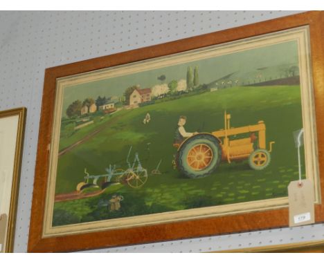 Kenneth Rowntree, study of farmer on a tractor, signed in print lower right, lithograph in colours, published by School Print