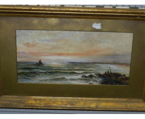 Richard Short R.C.A. (British, 1841-1916), signed, seascape study, watercolour, 23cm x 46cm 