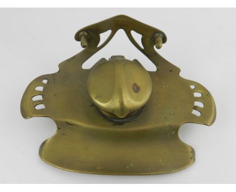 A German successionist brass inkwell W.16.5cm 