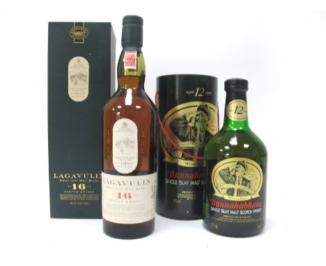 Whisky - Lagavulin Single Islay Malt Scotch Whisky Aged 16 Years, 70cl, 43% Vol., in carton; Bunnahabhain Single Islay Malt S