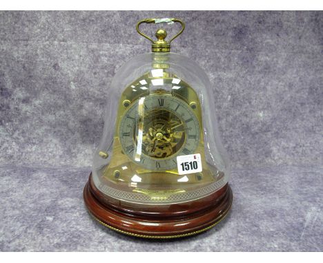 A Mappin &amp; Webb 'Ships Bell' Striking Table Clock, the brass case with visible strike work and silvered Roman numeral cha