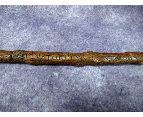 A Late XIX Century Walking Stick, elaborately carved with foliage and geometric designs and inscribed "I. Rowlles 86 And If I