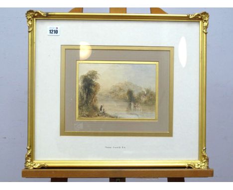 ATTRIBUTED TO THOMAS CRESWICK (1811-1869) River Scene, watercolour, unsigned, bears Matthews &amp; Brooke and K. Chappell lab