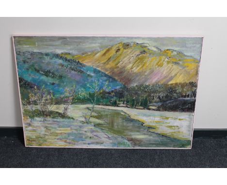A 20th century framed oil on canvas - rural landscape, signed M. Reeves 