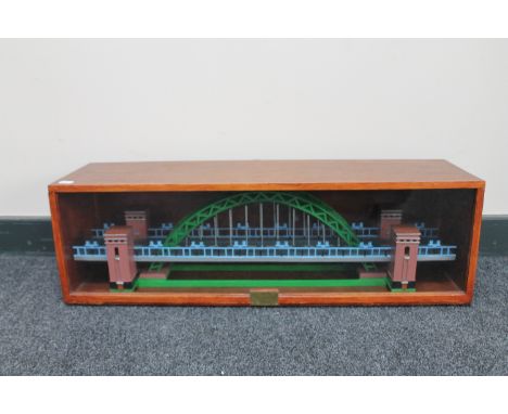 A model of The Tyne Bridge in a display case 