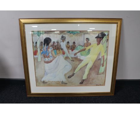 A gilt framed Diego Riveria print - figures dancing 