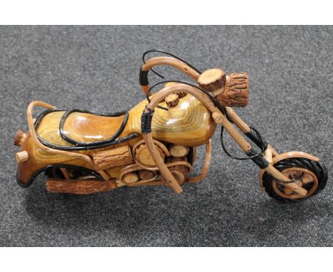 A hand built model of a Harley Davidson style motorbike 
