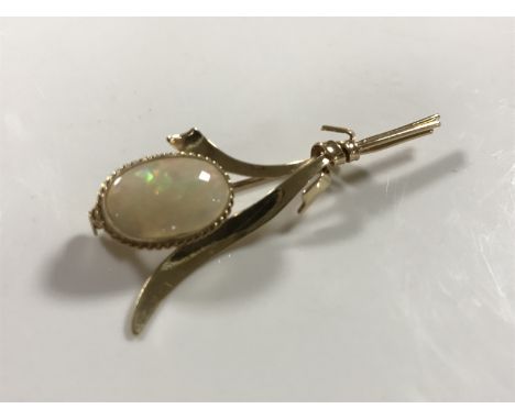 A 10ct gold opal brooch modelled as a flower bud, 3.9g.