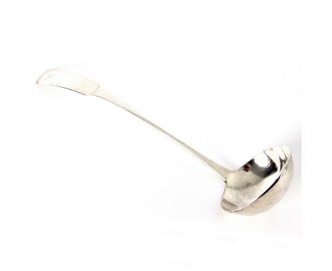 A Scottish silver oar pattern ladle, Alexander Edmonston, Edinburgh 1809, initial to terminal, approximately 189gm