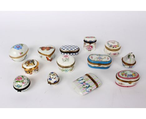 A quantity of porcelain trinket boxes, including Limoges and Herend/Provenance: Beverston Castle