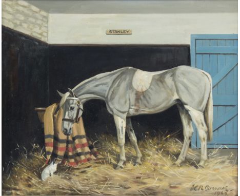 E C R Browne/Stanley/a stabled hunter/signed and dated 1960/oil on canvas, 48.5cm x 59cm/Provenance: Beverston Castle