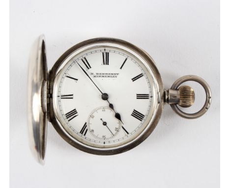 A silver half-hunter pocket watch by R Behrendt of Kimberley, case numbered 1169/456/Provenance: Ombersley Court