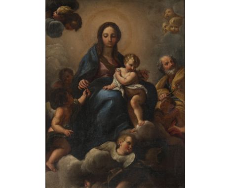 18th Century Italian School/The Holy Family with Cherubs/oil on canvas, 68cm x 51cm/see illustration Condition Report: The su