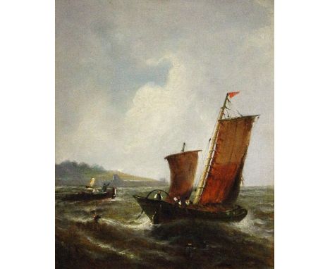 Follower of William Adolphus Knell (British 1805-1875)/Fishing in the Channel/a pair/each bearing initials W A K/oil on canva