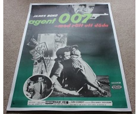 Dr No 1962 Swedish poster originally rolled and now linen backed by studio c in California Condition C9 near mint. Dr. No is 