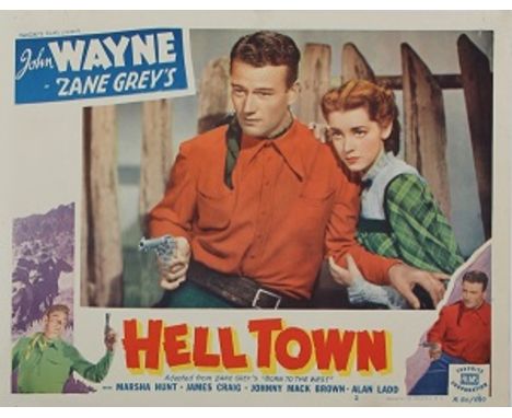 Hell Town John Wayne 1937 Set Of Four US Lobby Cards. Condition C9 near mint. Born to the West (reissue title Hell Town) is a