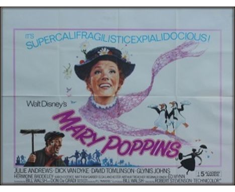 Mary Poppins UK quad folded. Slight professional repair. Condition C8 Very Fine, see glossary for all condition scales. Mary 