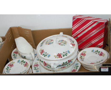 An extensive tea/dinner service, transfer decorated with peacock amongst foliage 