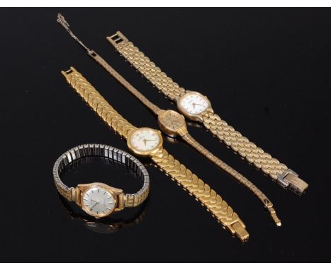 A Tissot Stylist ladies mechanical wrist watch, a Tissot quartz ladies wrist watch, together with a Rotary;  and a Maurice La