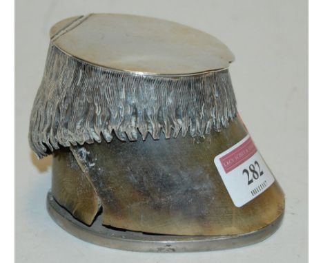 A circa 1900 silver mounted horseshoe inkwell (a/f)