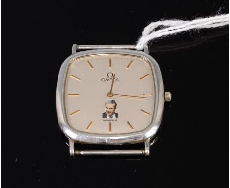 A gents steel cased Omega Deville wrist watch the signed dial depicting a portrait of Hafaz Al-Assad (former president of Syr