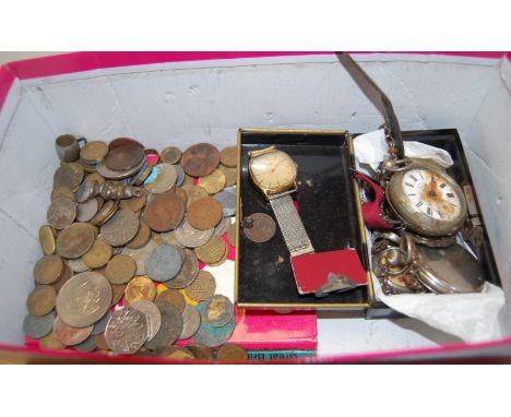A collection of miscellaneous items, to include; Ingersoll nickel cased open faced pocket watch, gents Timex wristwatch, Engl
