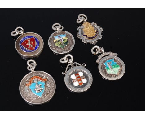 A quantity of silver and enamel sporting medals to include Aston Villa cup 1950, gross weight 66g