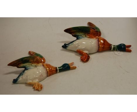 A pair of Beswick flying duck wall ornaments model No. 596 1&2 (restored)